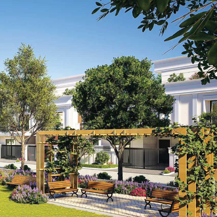Sahu Kalpana North Avenue — Garden pergola and seating