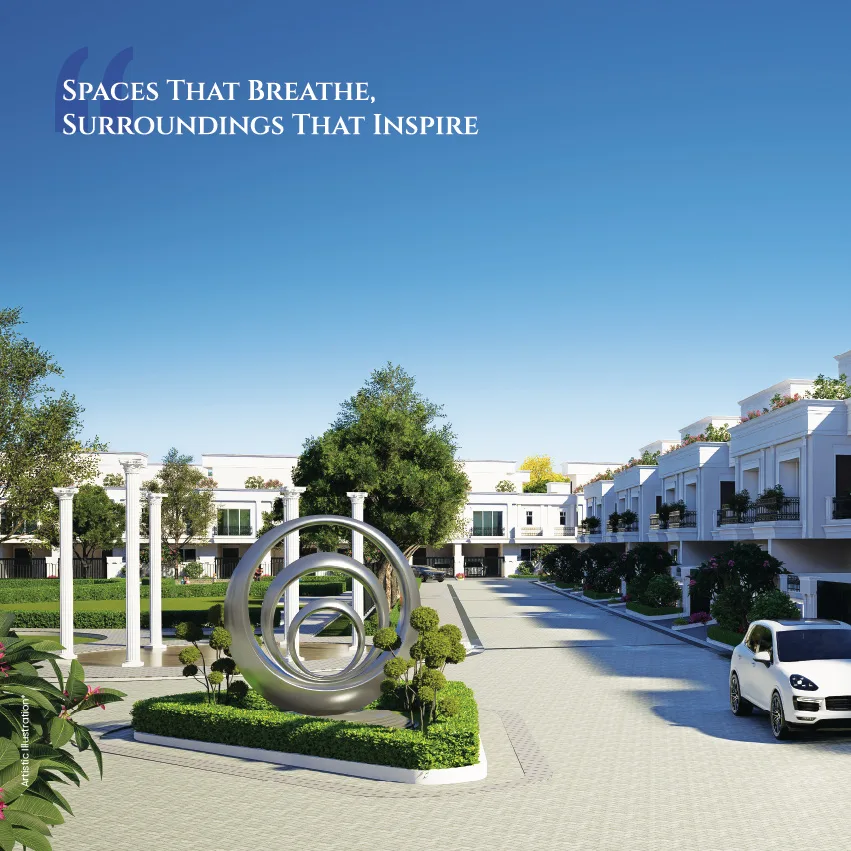 Sahu Kalpana North Avenue — Landscaped avenue with sculpture