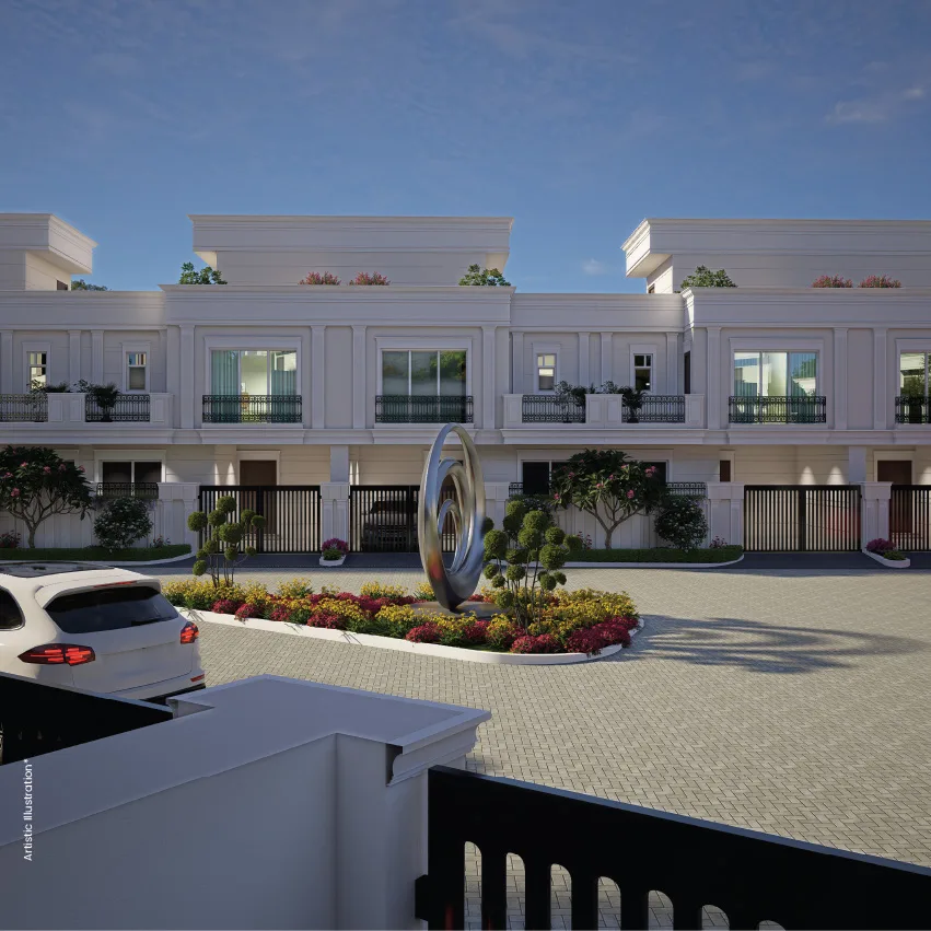 Sahu Kalpana North Avenue — Villa frontage and driveway