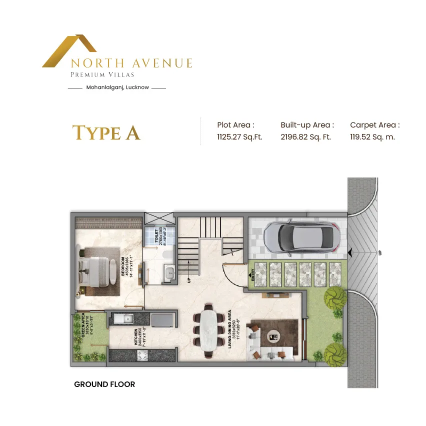 Type A 3 BHK Duplex Villa, Sahu Kalpana North Avenue — Type A ground floor plan