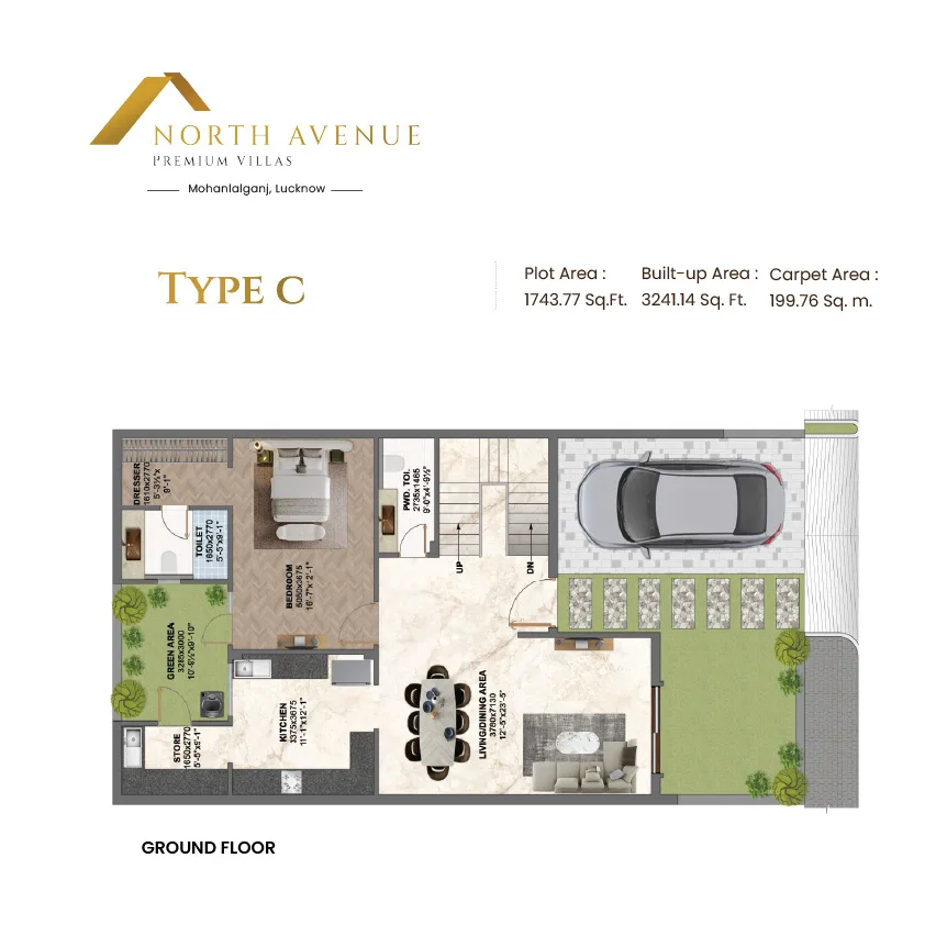Type C 4 BHK Duplex Villa, Sahu Kalpana North Avenue — Type C ground floor plan
